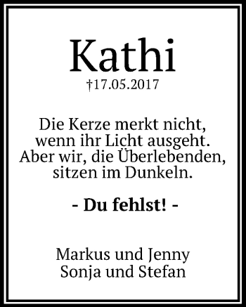 Anzeige von Kathi  von Reutlinger General-Anzeiger