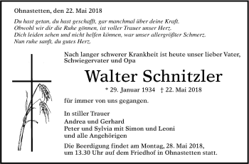 Anzeige von Walter Schnitzler von Reutlinger General-Anzeiger