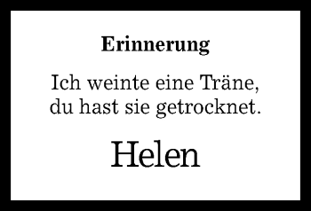 Anzeige von Erinnerung  von Reutlinger General-Anzeiger