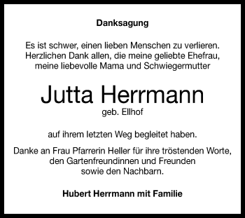 Anzeige von Jutta Herrmann von Reutlinger General-Anzeiger