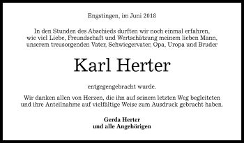 Anzeige von Karl Herter von Reutlinger General-Anzeiger