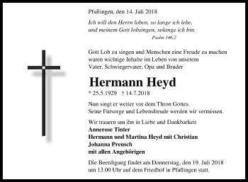 Anzeige von Hermann Heyd von Reutlinger General-Anzeiger