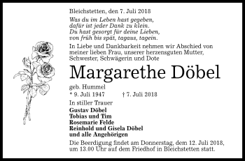 Anzeige von Margarethe Döbel von Reutlinger General-Anzeiger