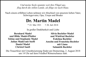 Anzeige von Martin Madel von Reutlinger General-Anzeiger