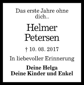 Anzeige von Helmer Petersen von Reutlinger General-Anzeiger