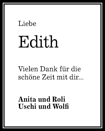 Anzeige von Edith  von Reutlinger General-Anzeiger