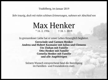 Anzeige von Max Henker von Reutlinger General-Anzeiger