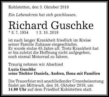 Anzeige von Richard Guschke von Reutlinger General-Anzeiger