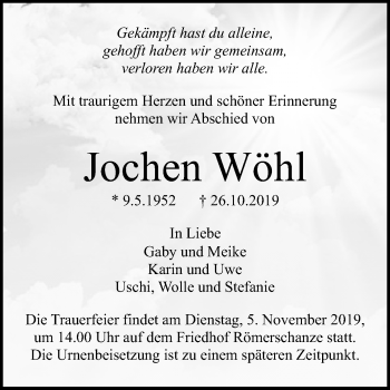Anzeige von Jochen Wöhl von Reutlinger General-Anzeiger