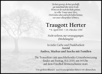 Anzeige von Traugott Herter von Reutlinger General-Anzeiger