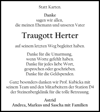 Anzeige von Traugott Herter von Reutlinger General-Anzeiger