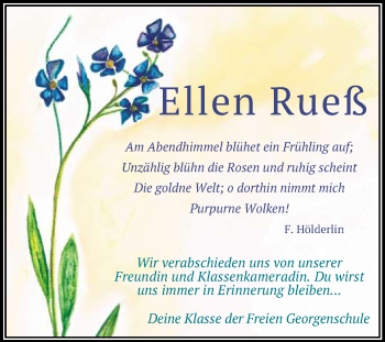 Anzeige von Ellen Rueß von Reutlinger General-Anzeiger