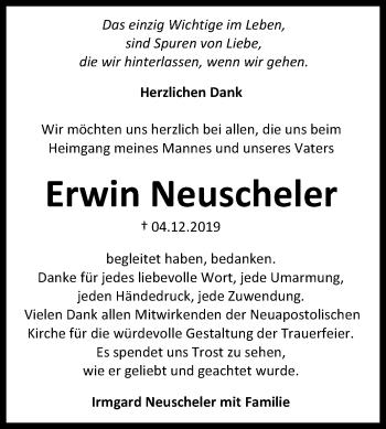 Anzeige von Erwin Neuscheler von Reutlinger General-Anzeiger