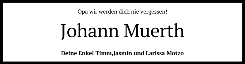  Traueranzeige für Johann Muerth vom 11.12.2019 aus Reutlinger General-Anzeiger
