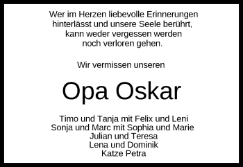 Anzeige von Opa Oskar  von Reutlinger General-Anzeiger