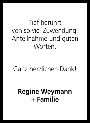 Anzeige von Regine Weymann von Reutlinger General-Anzeiger