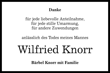 Anzeige von Wilfried Knorr von Reutlinger General-Anzeiger