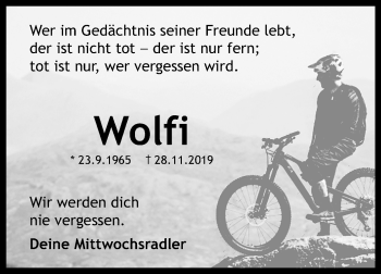 Anzeige von Wolfi  von Reutlinger General-Anzeiger