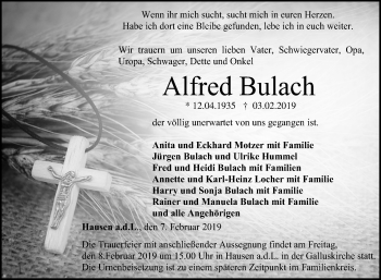 Anzeige von Alfred Bulach von Reutlinger General-Anzeiger