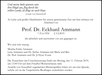 Anzeige von Eckhard Ammann von Reutlinger General-Anzeiger