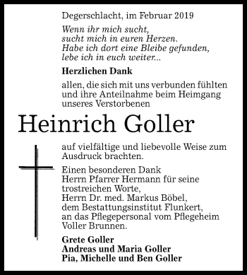 Anzeige von Heinrich Goller von Reutlinger General-Anzeiger