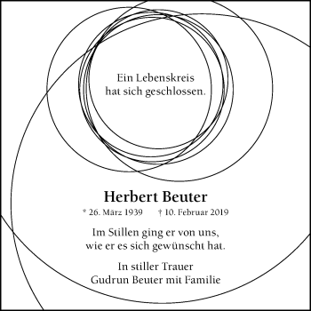 Anzeige von Herbert Beuter von Reutlinger General-Anzeiger
