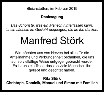 Anzeige von Manfred Störk von Reutlinger General-Anzeiger