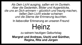 Anzeige von Heinz  von Reutlinger General-Anzeiger