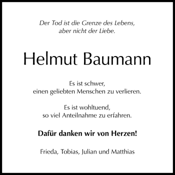 Anzeige von Helmut Baumann von Reutlinger General-Anzeiger