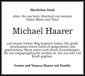 Anzeige von Michael Haarer von Reutlinger General-Anzeiger