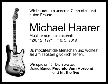 Anzeige von Michael Haarer von Reutlinger General-Anzeiger