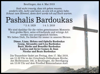Anzeige von Pashalis Bardoukas von Reutlinger General-Anzeiger