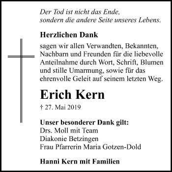 Anzeige von Erich Kern von Reutlinger General-Anzeiger
