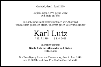 Anzeige von Karl Lutz von Reutlinger General-Anzeiger