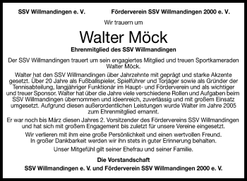 Anzeige von Walter Möck von Reutlinger General-Anzeiger