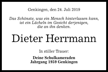 Anzeige von Dieter Herrmann von Reutlinger General-Anzeiger