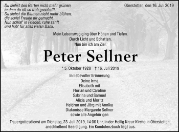 Anzeige von Peter Sellner von Reutlinger General-Anzeiger