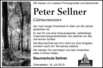 Anzeige von Peter Sellner von Reutlinger General-Anzeiger