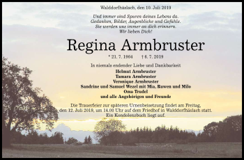 Anzeige von Regina Armbruster von Reutlinger General-Anzeiger