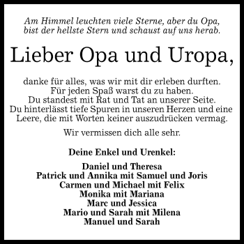 Anzeige von Opa  von Reutlinger General-Anzeiger