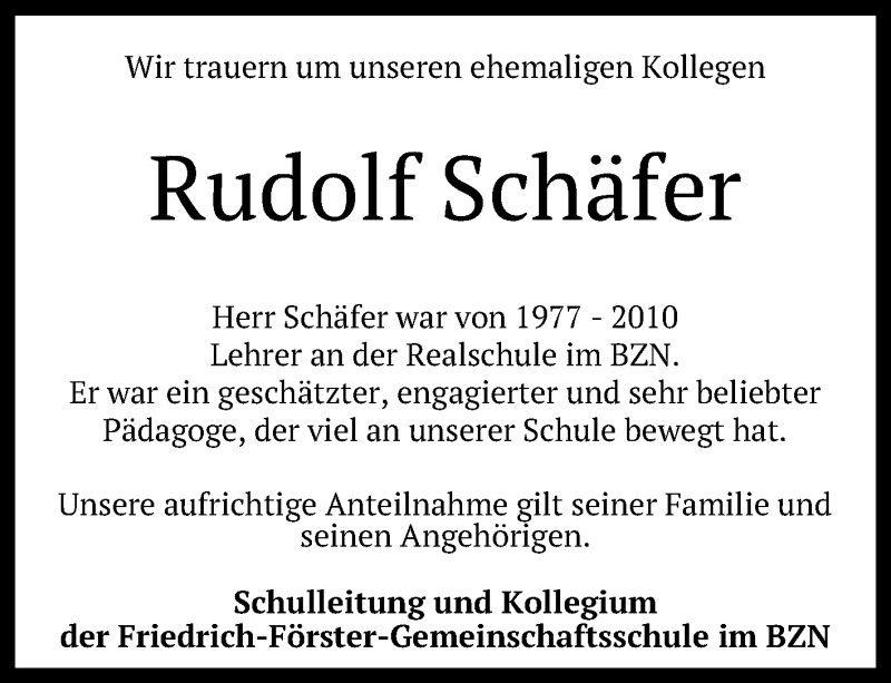  Traueranzeige für Rudolf Schäfer vom 25.09.2019 aus Reutlinger General-Anzeiger