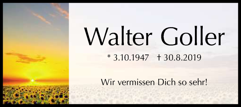  Traueranzeige für Walter Goller vom 13.09.2019 aus Reutlinger General-Anzeiger