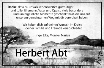 Anzeige von Herbert Abt von Reutlinger General-Anzeiger