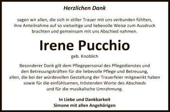 Anzeige von Irene Pucchio von Reutlinger General-Anzeiger