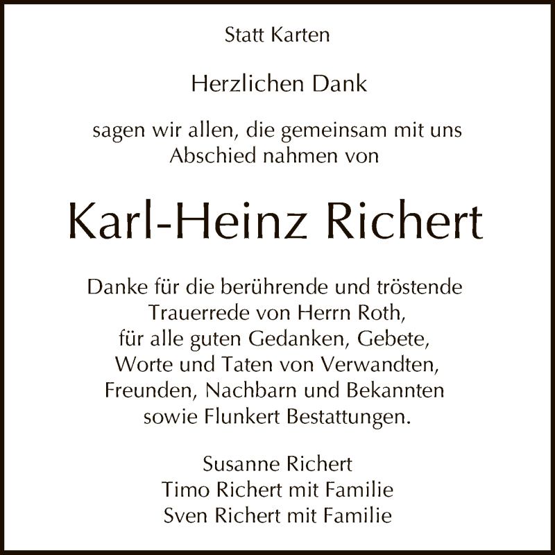  Traueranzeige für Karl-Heinz Richert vom 27.01.2020 aus Reutlinger General-Anzeiger