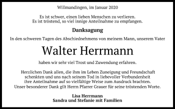 Anzeige von Walter Herrmann von Reutlinger General-Anzeiger