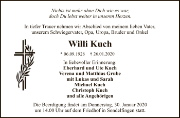 Anzeige von Willi Kuch von Reutlinger General-Anzeiger