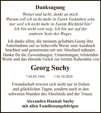 Anzeige von Georg Suchy von Reutlinger General-Anzeiger