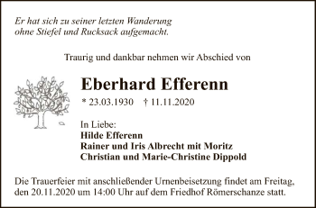 Anzeige von Eberhard Efferenn von Reutlinger General-Anzeiger