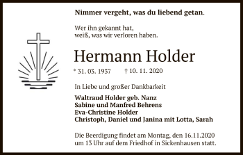 Anzeige von Hermann Holder von Reutlinger General-Anzeiger